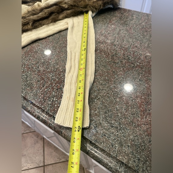 2K Fairy Grunge Faux Fur Chunky Knit Open Cardigan Women’s  Chocolate Beige XS - Picture 5 of 14